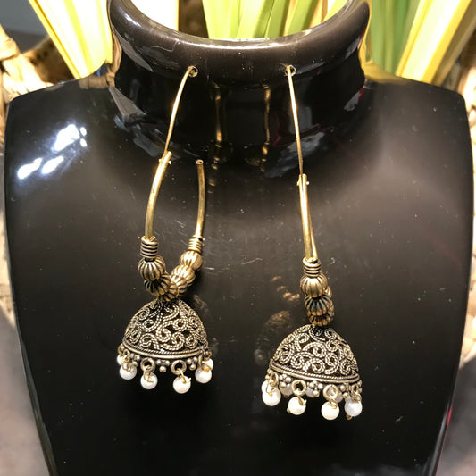 Gold Plated Alloy Oxidized Earrings