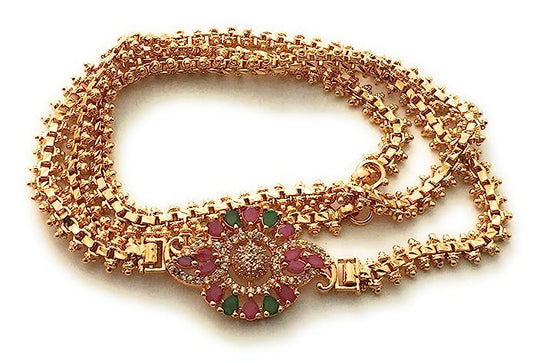 Brass One Gram Micro Gold Plated Traditional 24 Inches Long Mugappu Chain