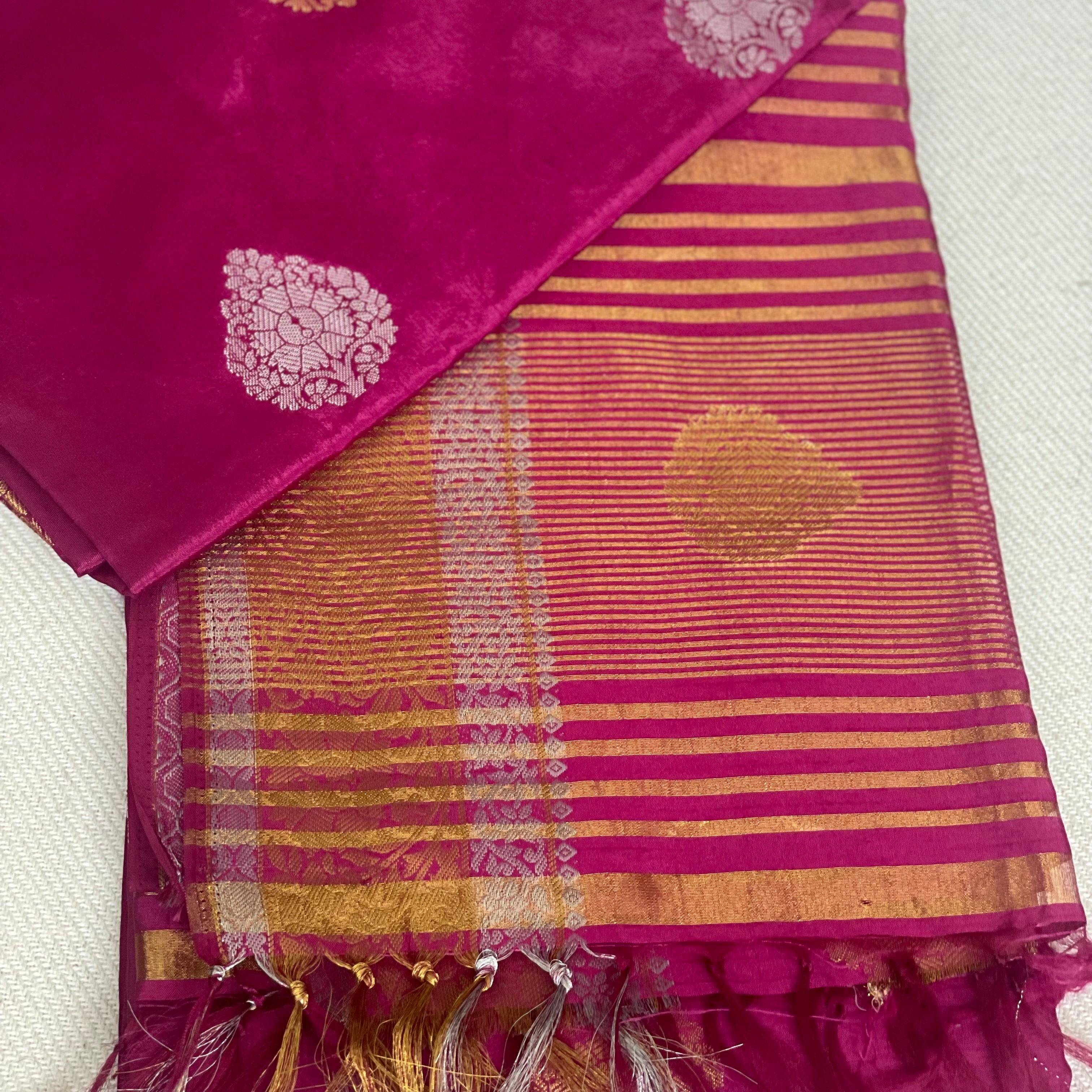 Semi Silk Sarees with Antique Copper Weave Pattern | KT202