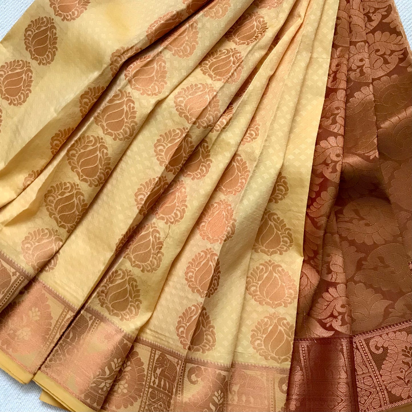 Beige Handwoven Soft Silk Saree