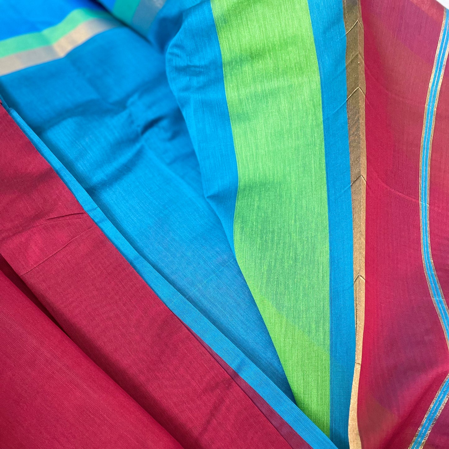 Silk Cotton Saree with Ganga Jamuna Border