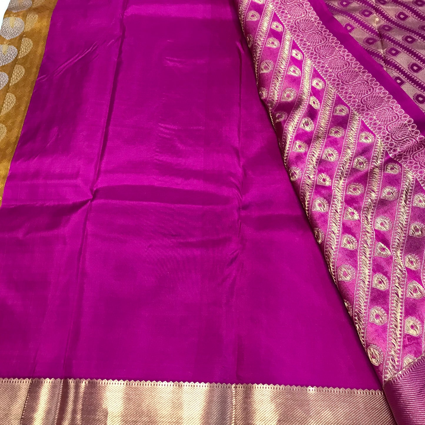 Mustard Meena work Kanchipuram pure silk soft silk saree