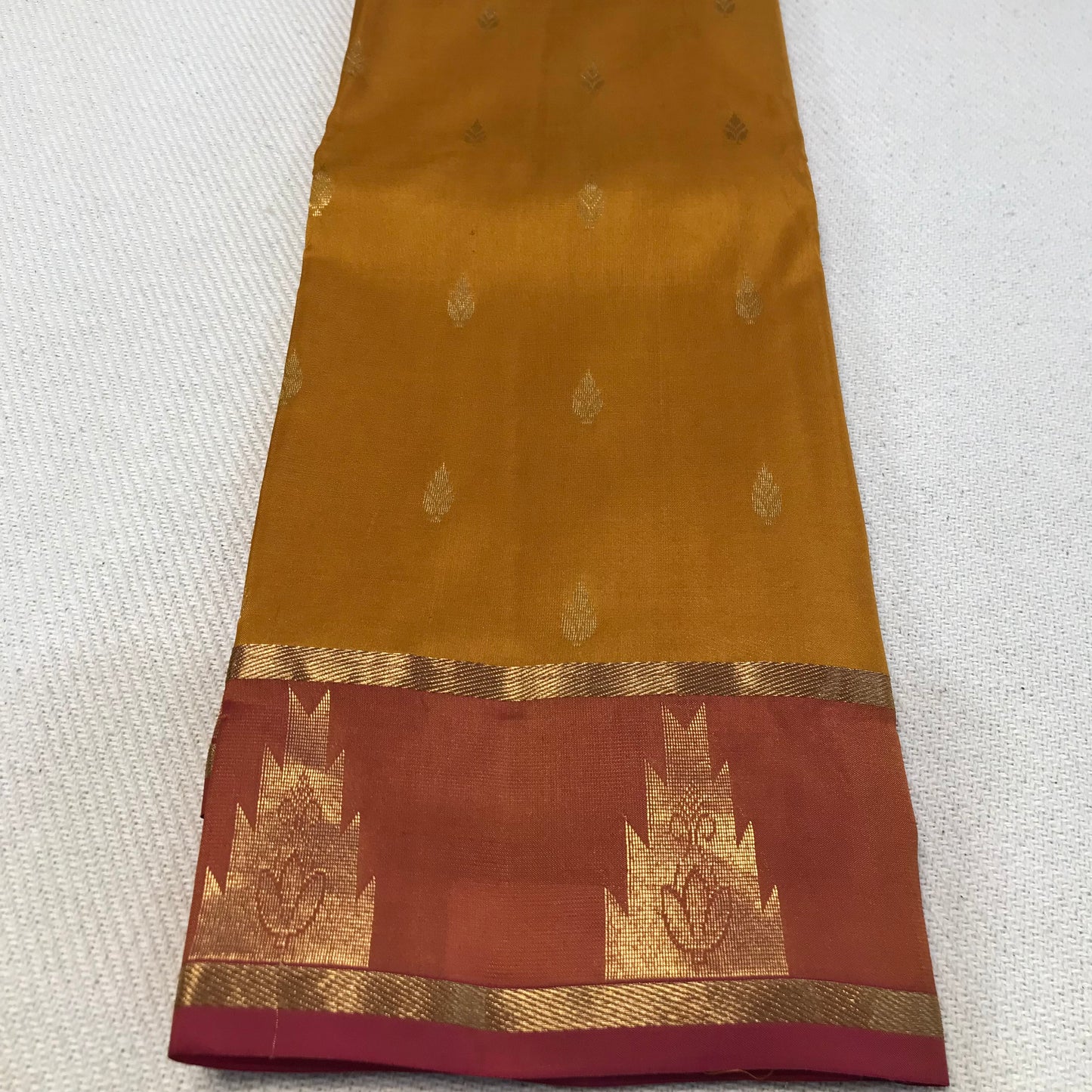 Mustard Kanchipuram pure silk saree