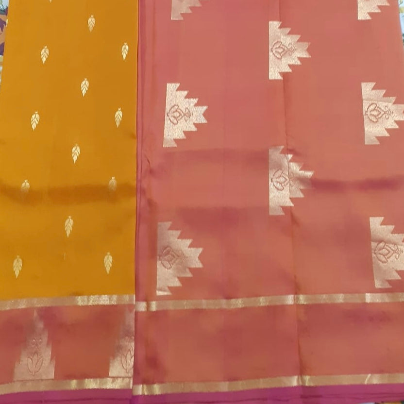 Mustard Kanchipuram pure silk saree