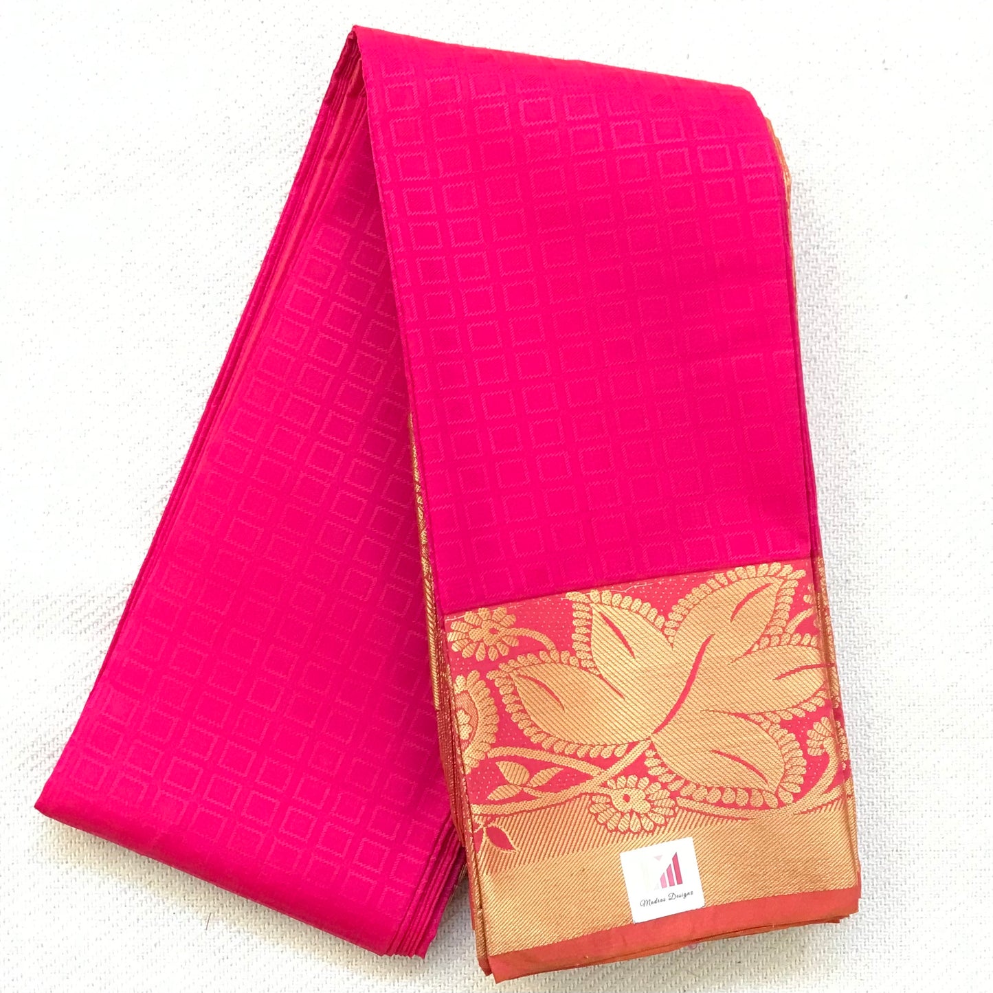 Bright pink Handwoven soft silk saree