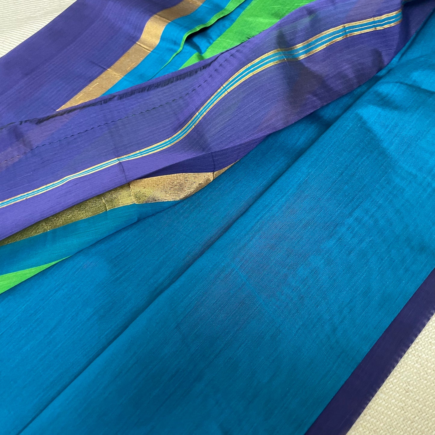 Silk Cotton Saree with Ganga Jamuna Border