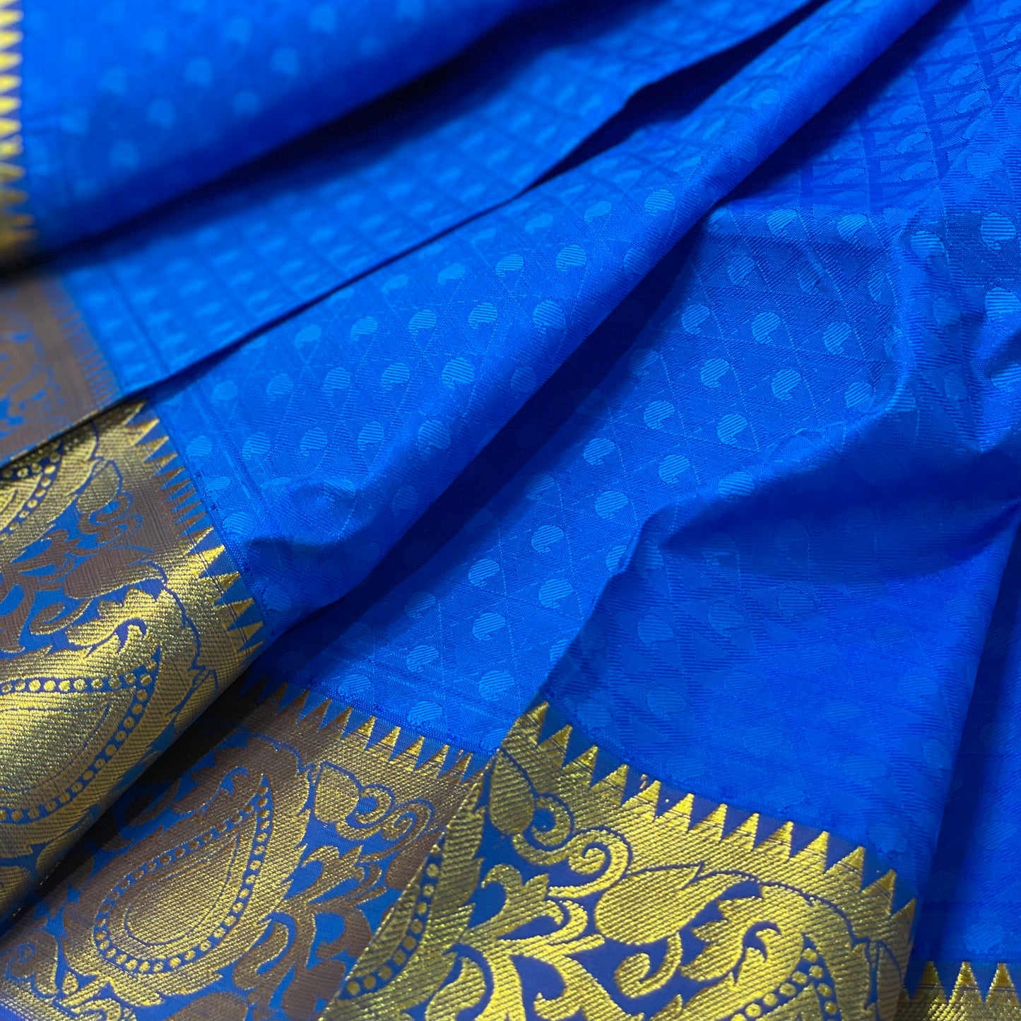 Ink blue Handwoven soft silk saree