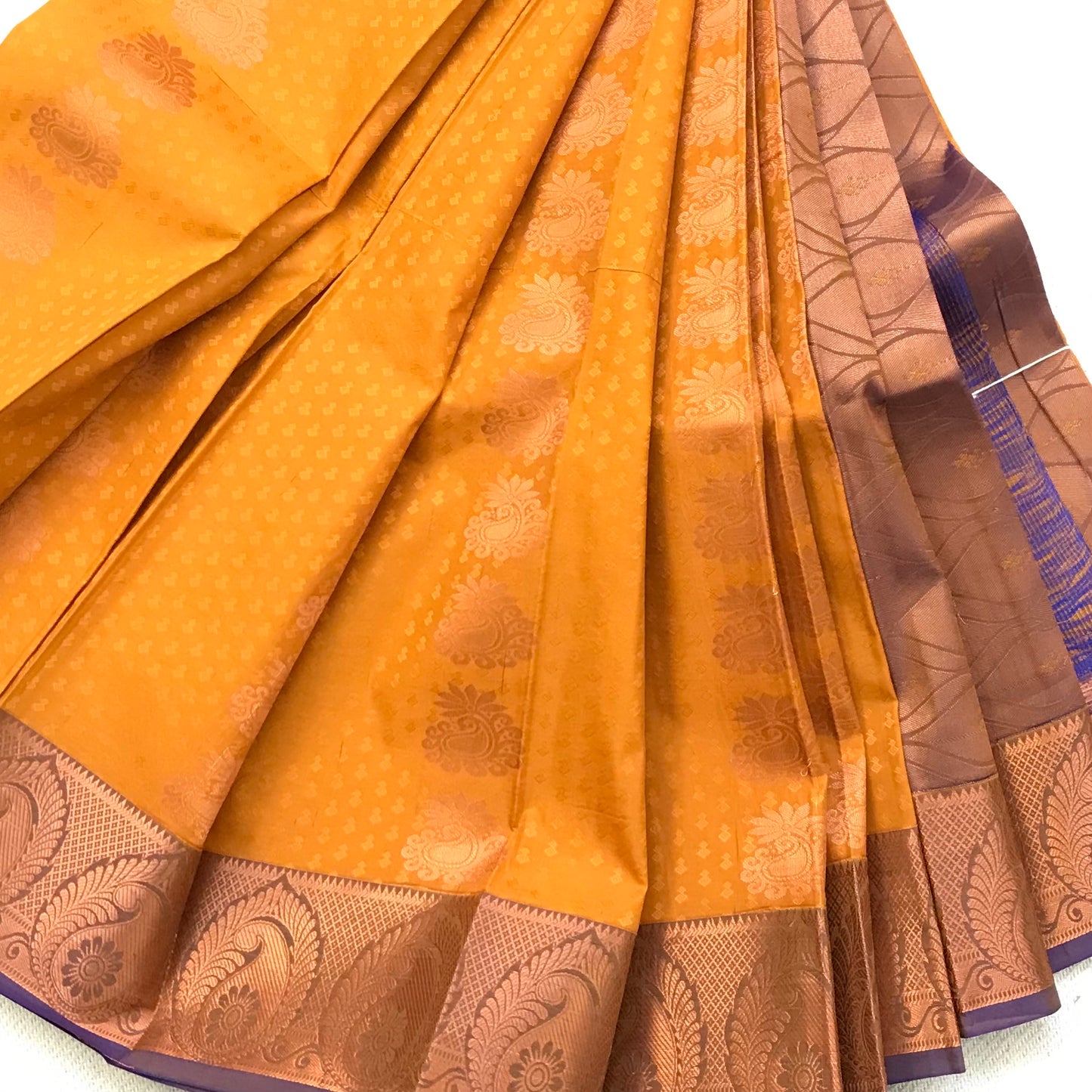 Yellow Gold Handwoven Soft Silk Saree