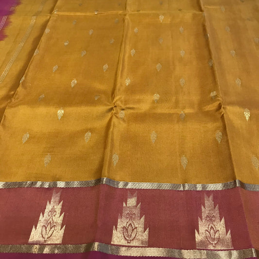 Mustard Kanchipuram pure silk saree