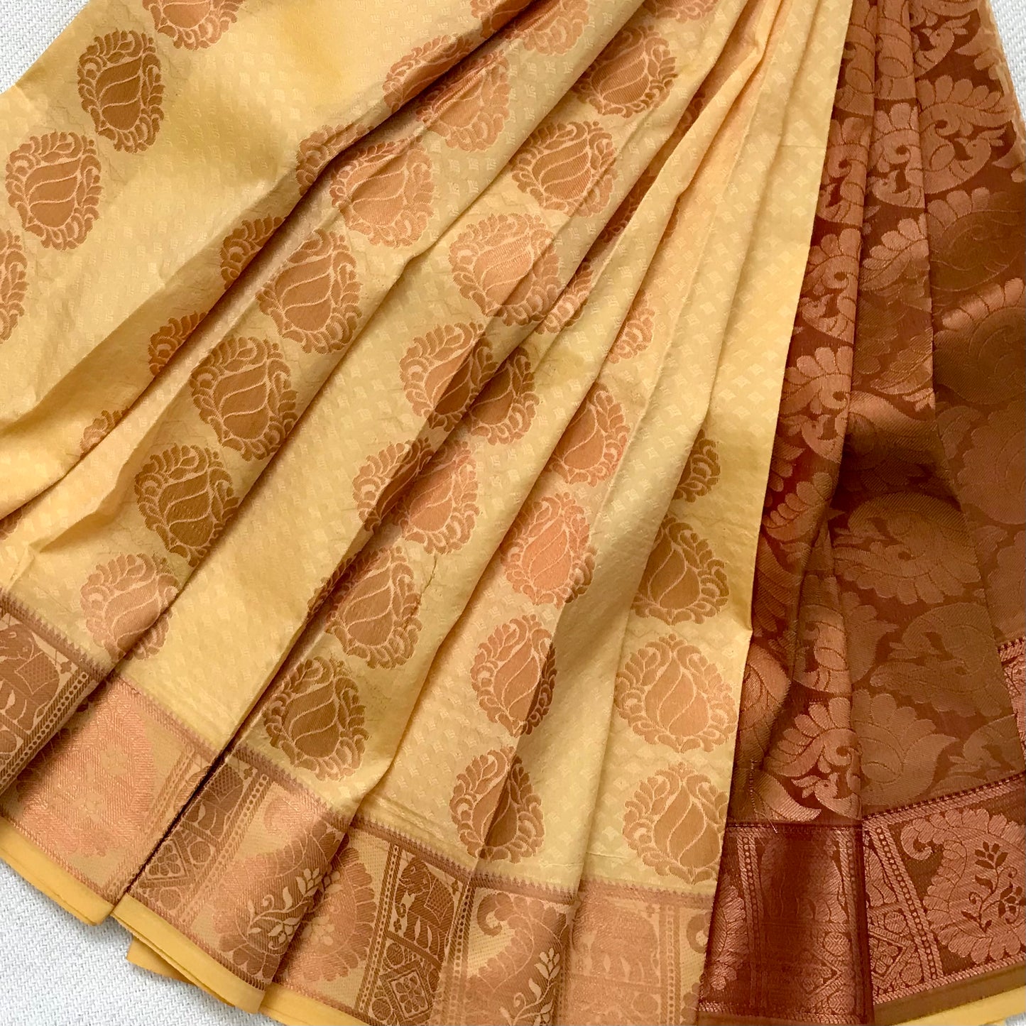 Beige Handwoven Soft Silk Saree