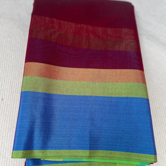 Silk Cotton Saree with Ganga Jamuna Border