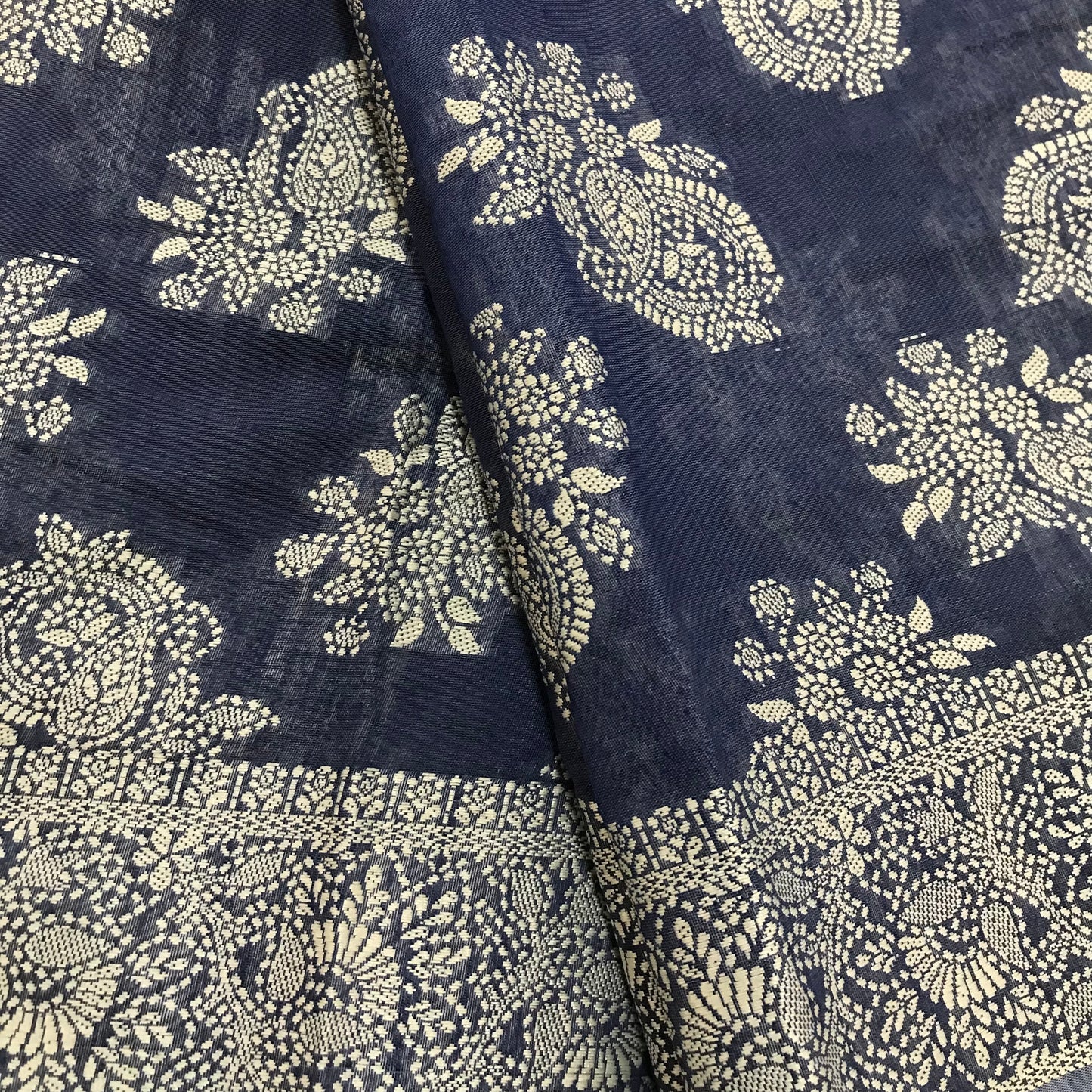 Chikankari Linen cotton Woven Saree