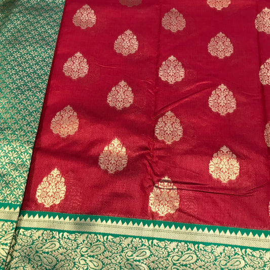 Red Art silk Banarasi saree