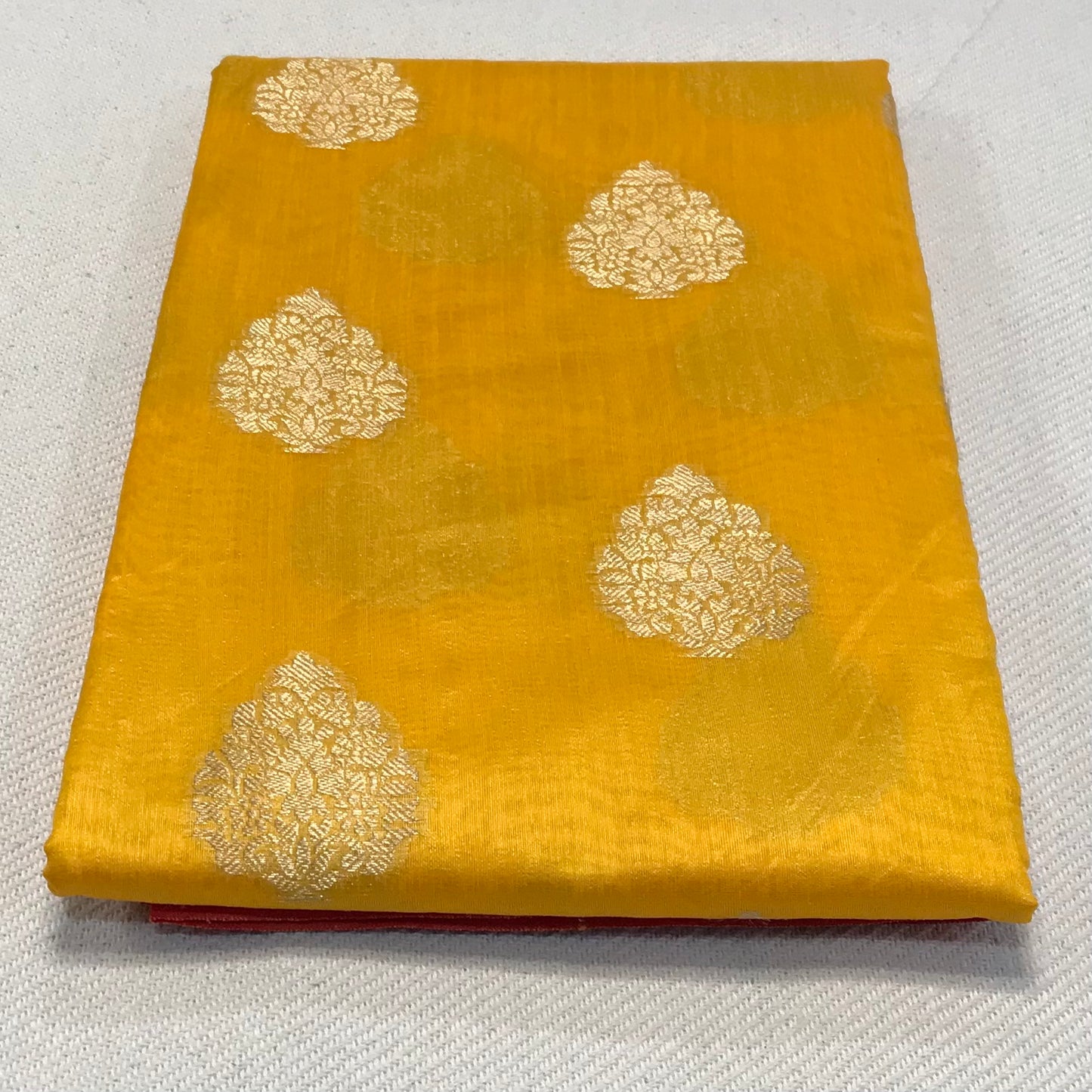 Yellow Banarasi soft silk saree