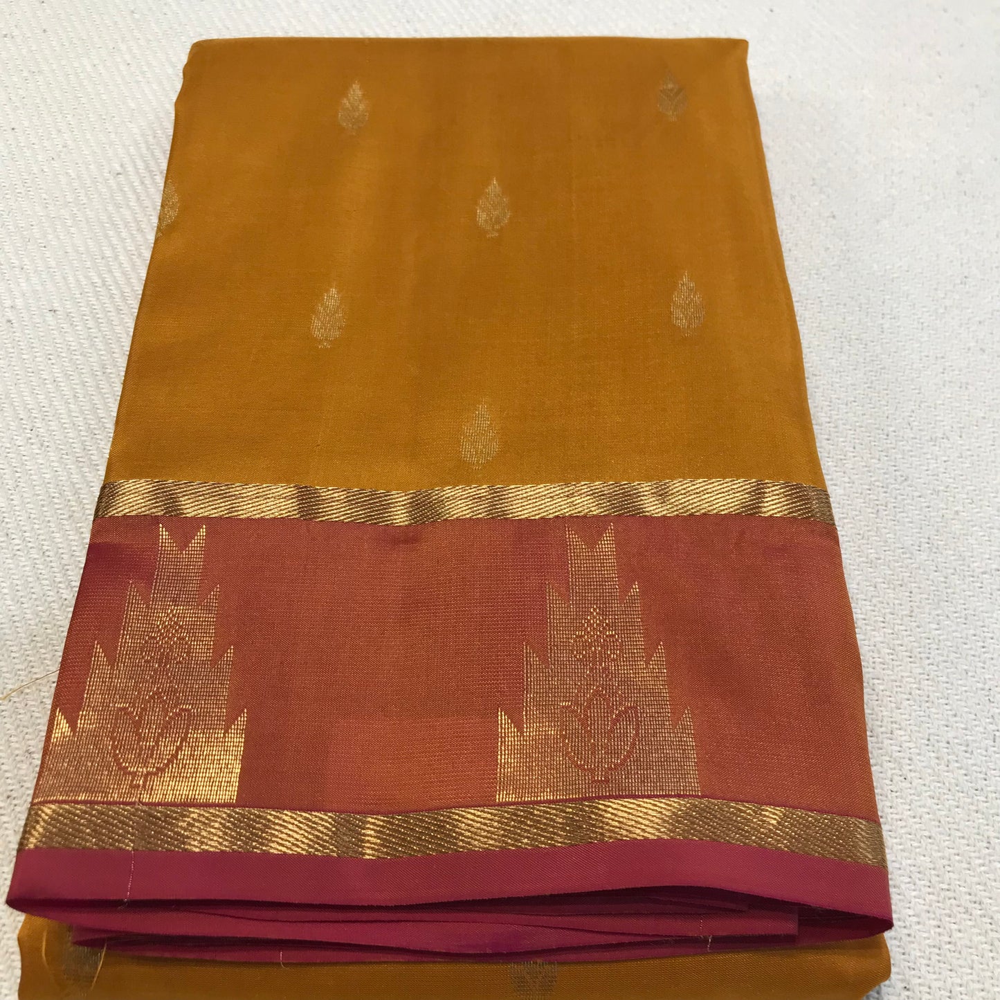 Mustard Kanchipuram pure silk saree