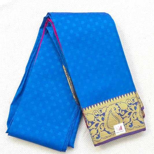 Ink blue Handwoven soft silk saree