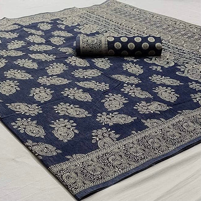 Chikankari Linen cotton Woven Saree