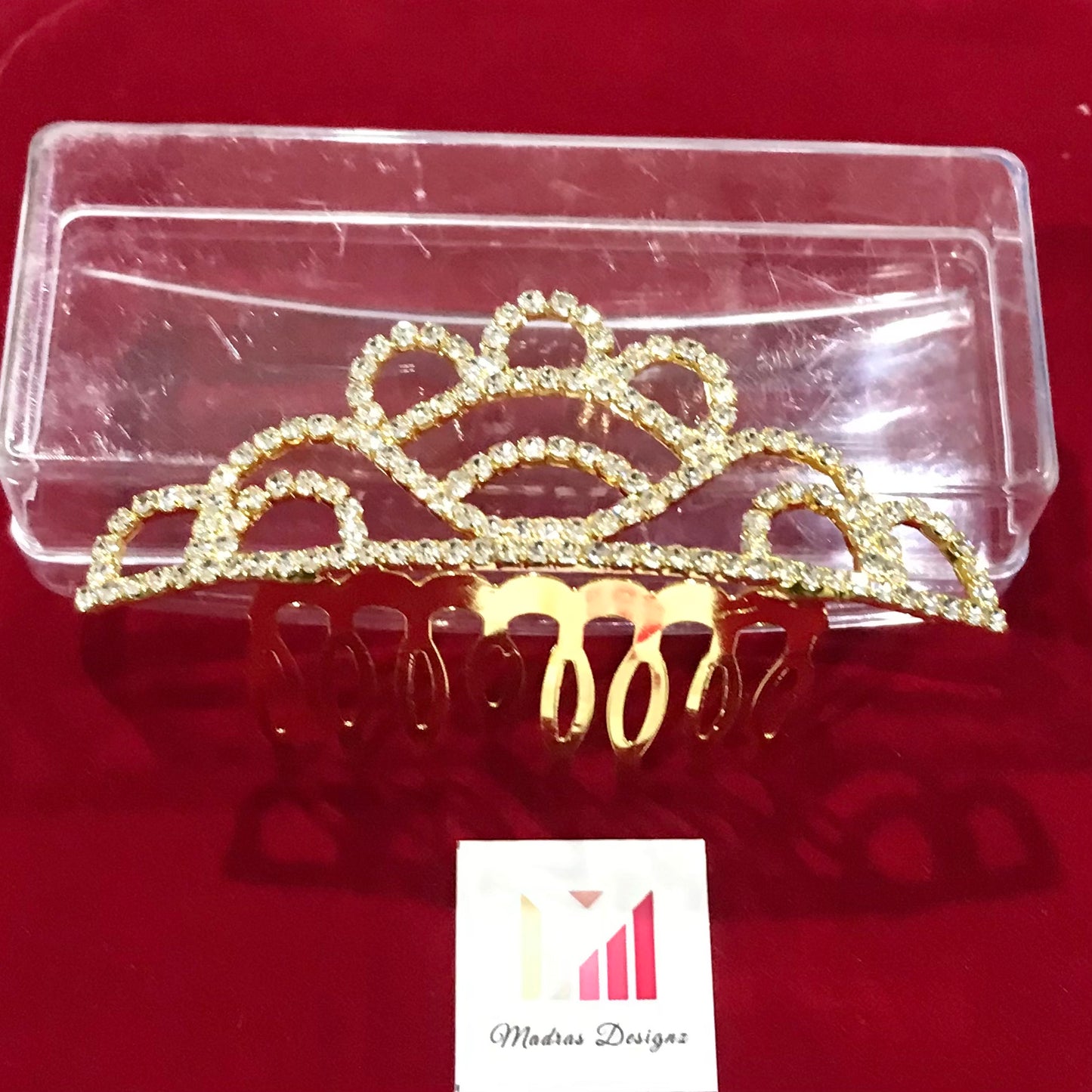 Sparkling Crystal Rhinestone Crown Shaped Golden Hairpin