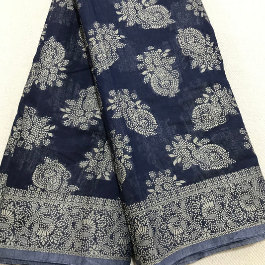 Chikankari Linen cotton Woven Saree