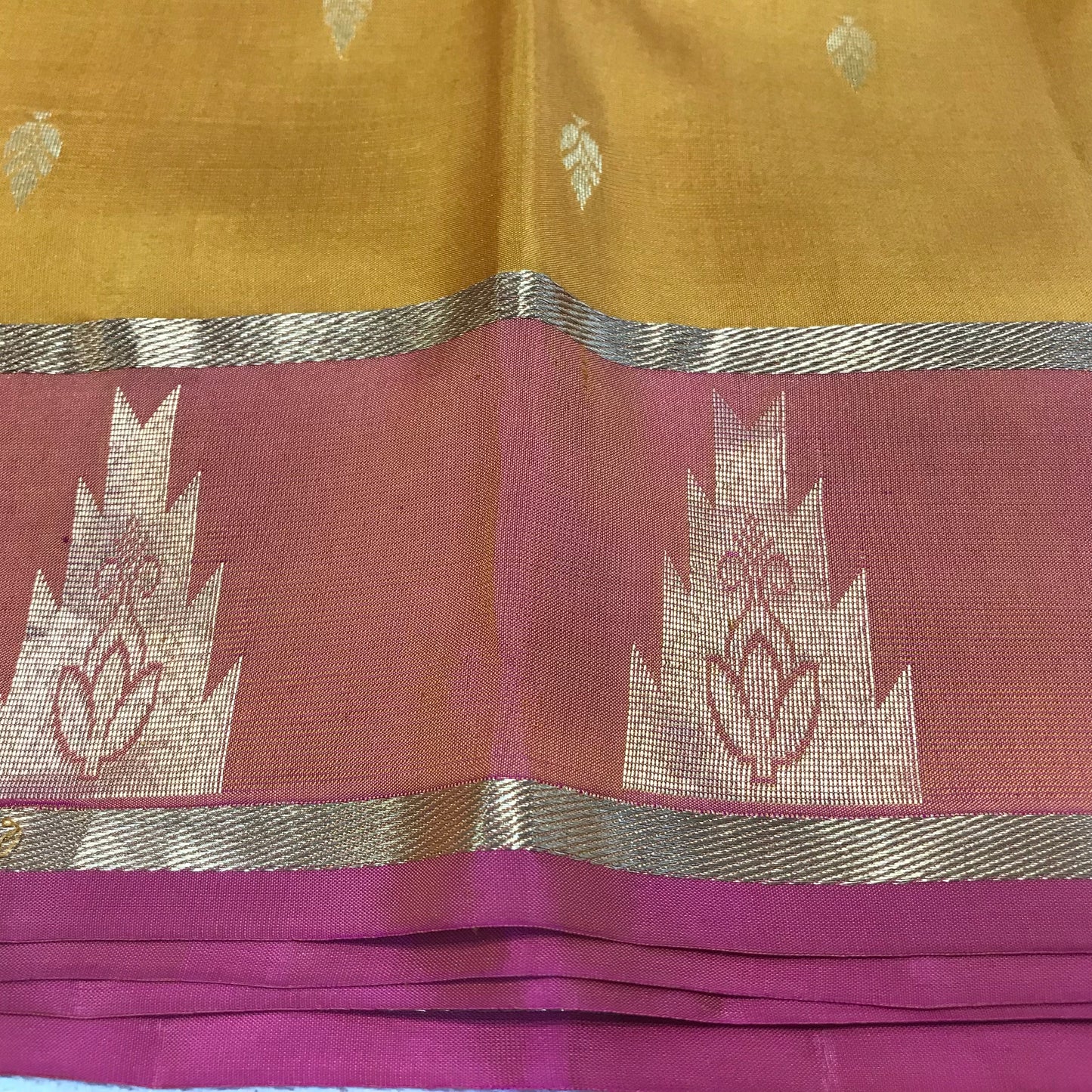 Mustard Kanchipuram pure silk saree