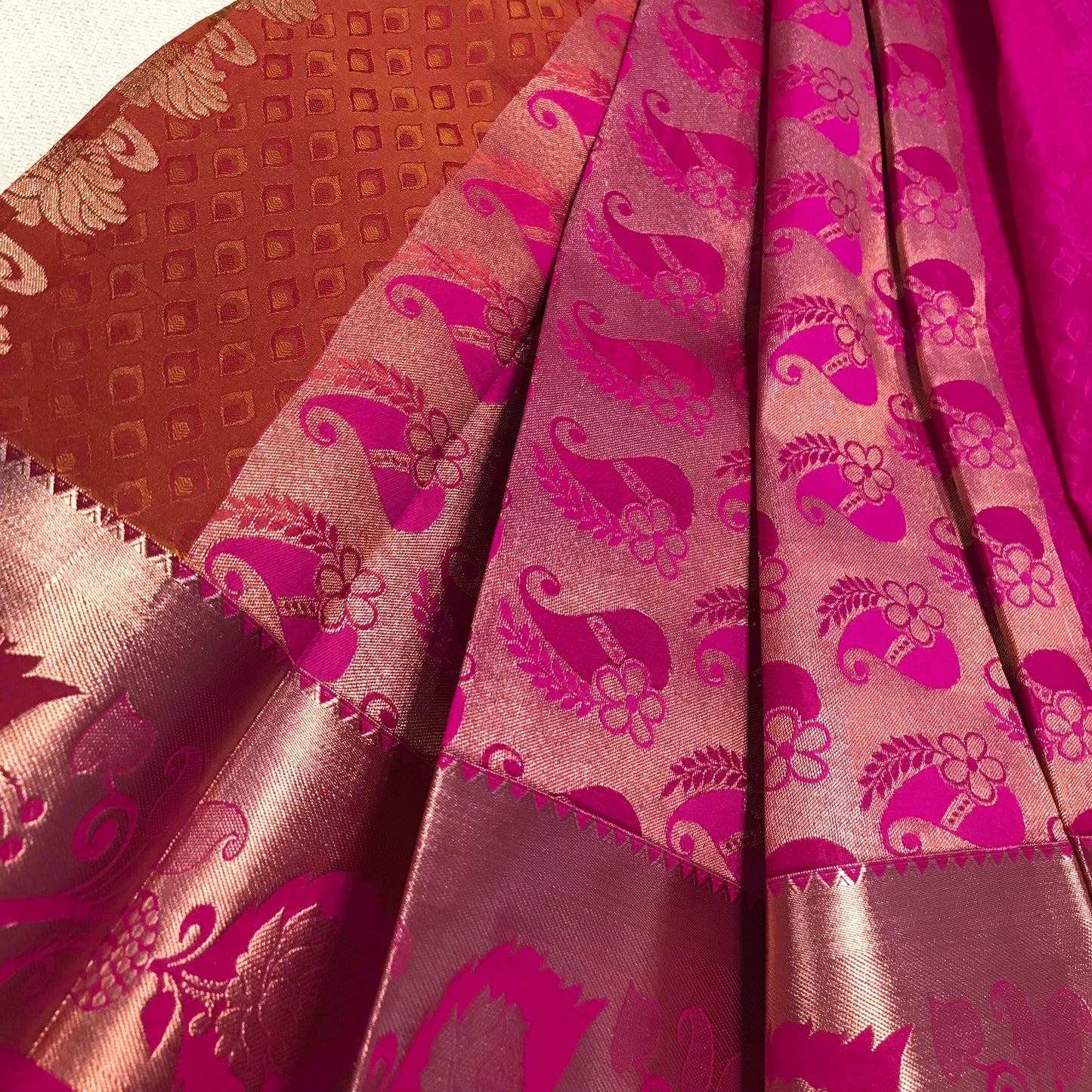 Orange Gold Handwoven soft silk saree