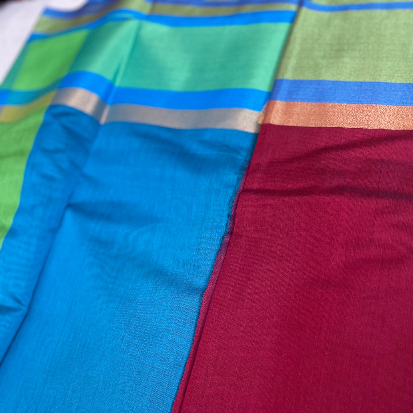 Silk Cotton Saree with Ganga Jamuna Border