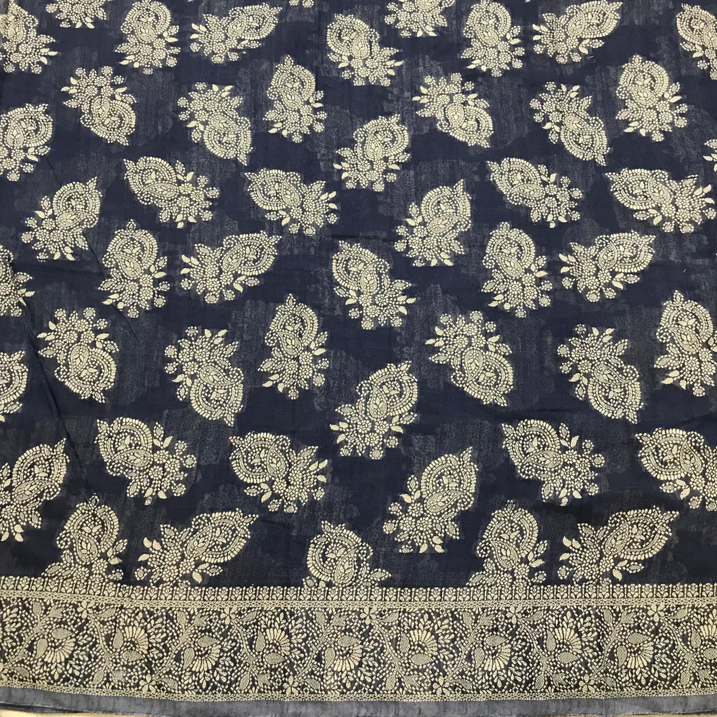 Chikankari Linen cotton Woven Saree