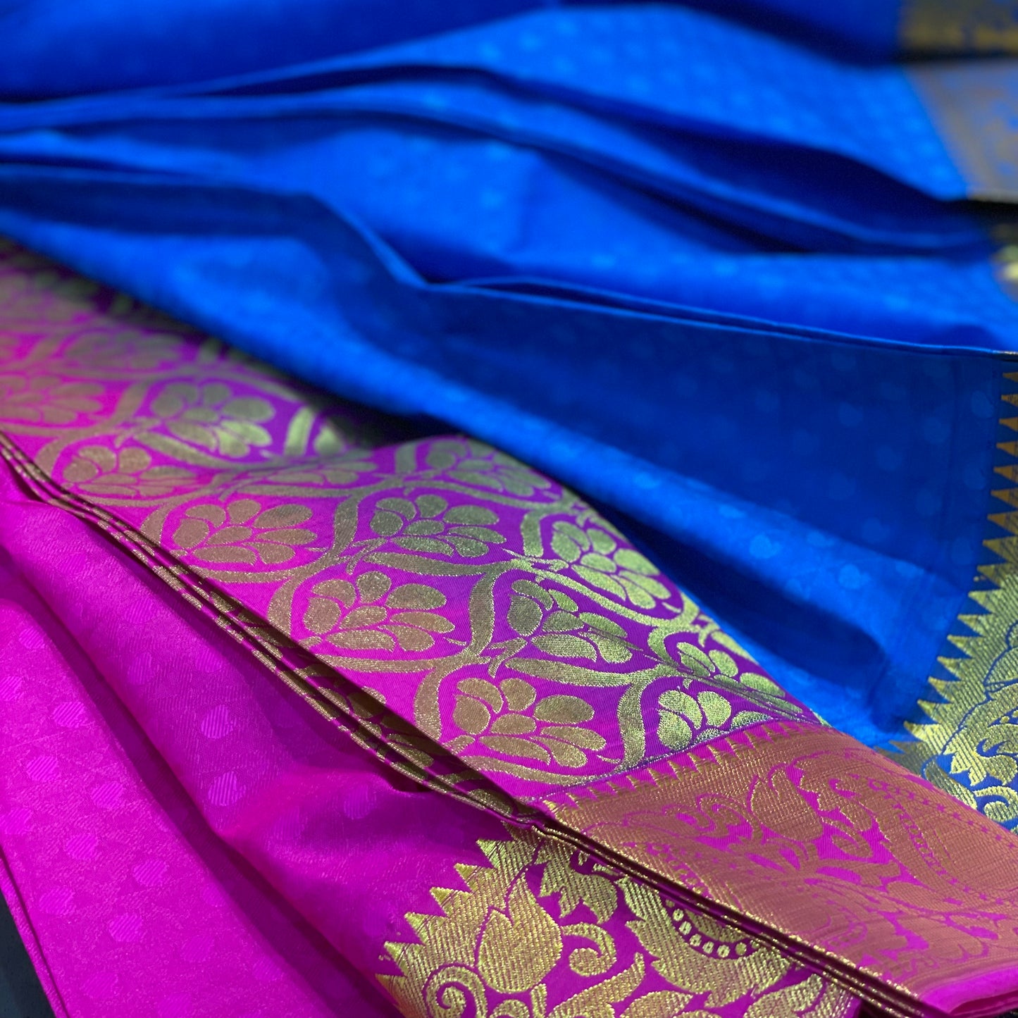 Ink blue Handwoven soft silk saree