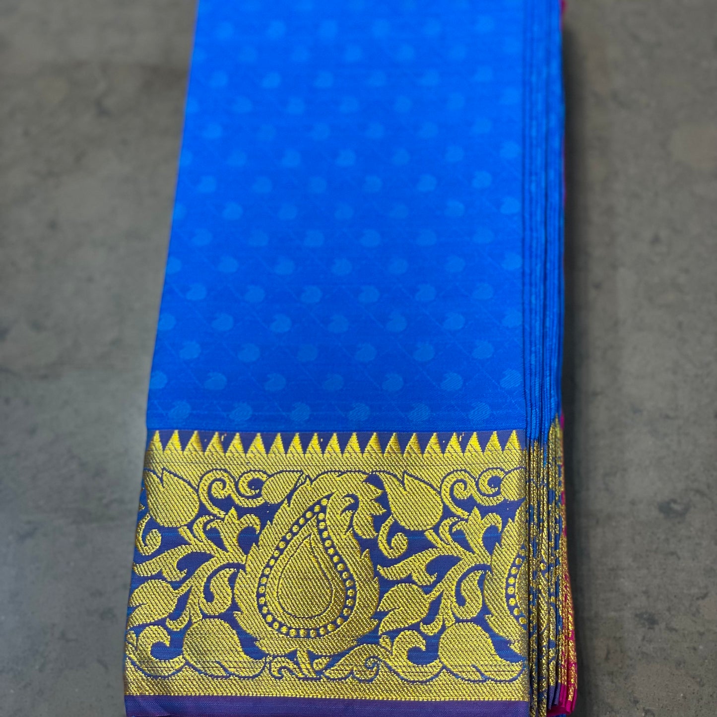 Ink blue Handwoven soft silk saree