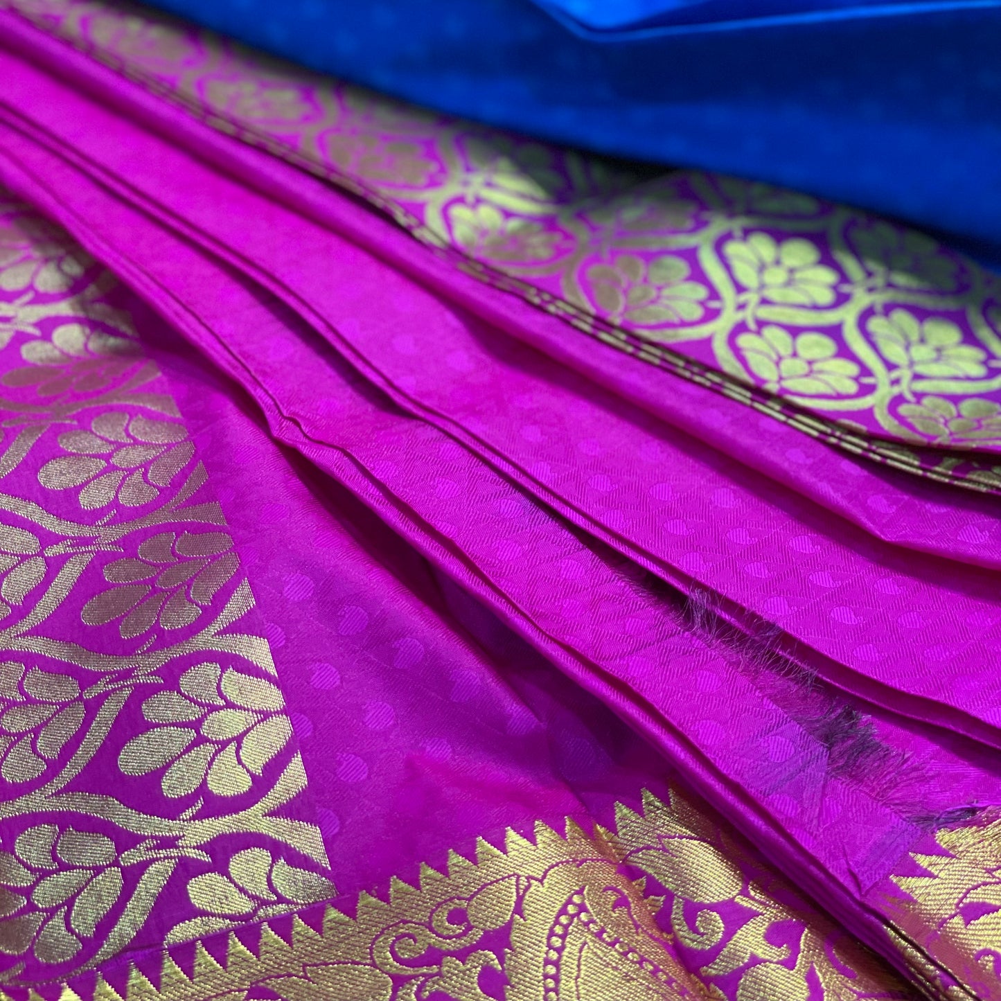 Ink blue Handwoven soft silk saree