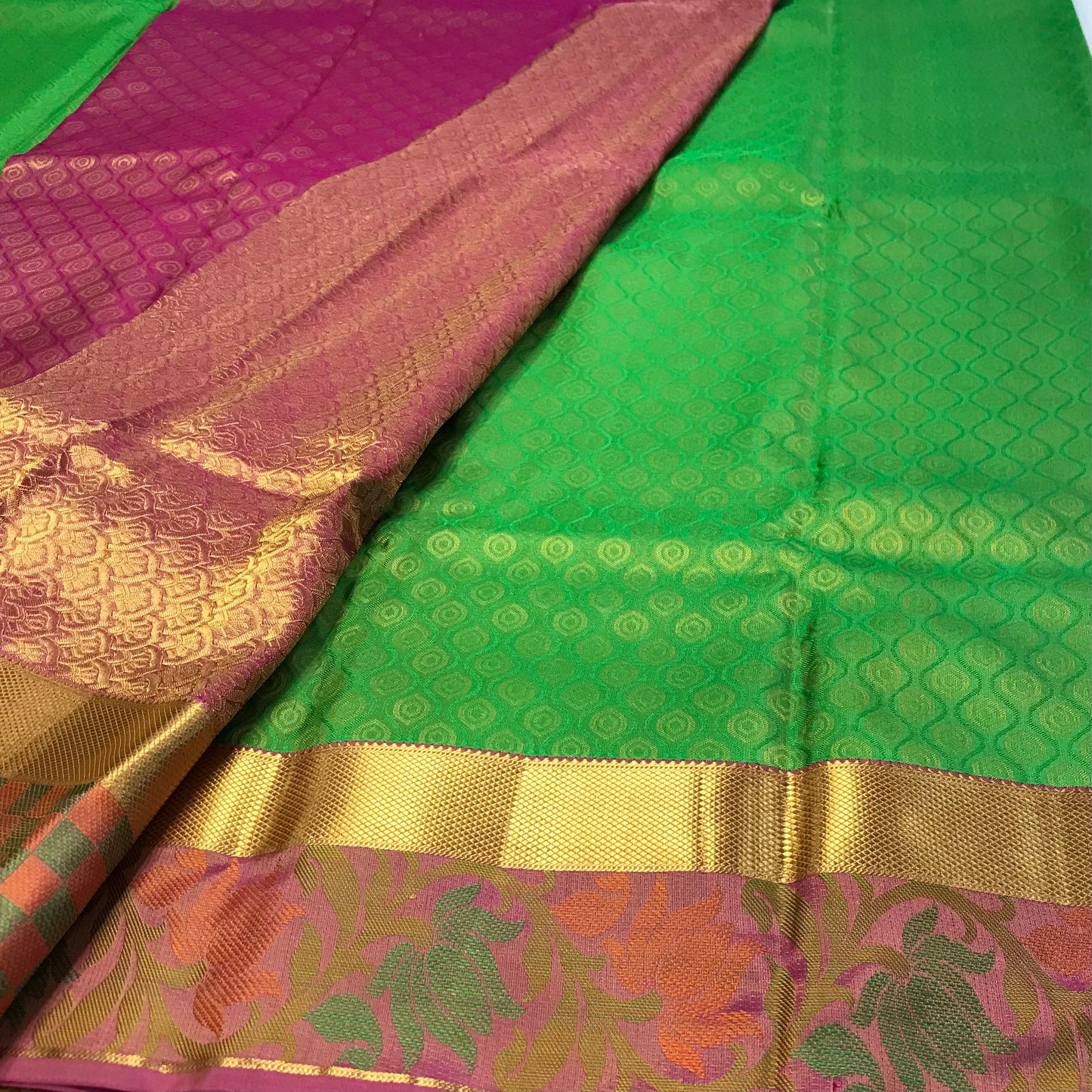 Green Kanchipuram pure silk soft silk saree