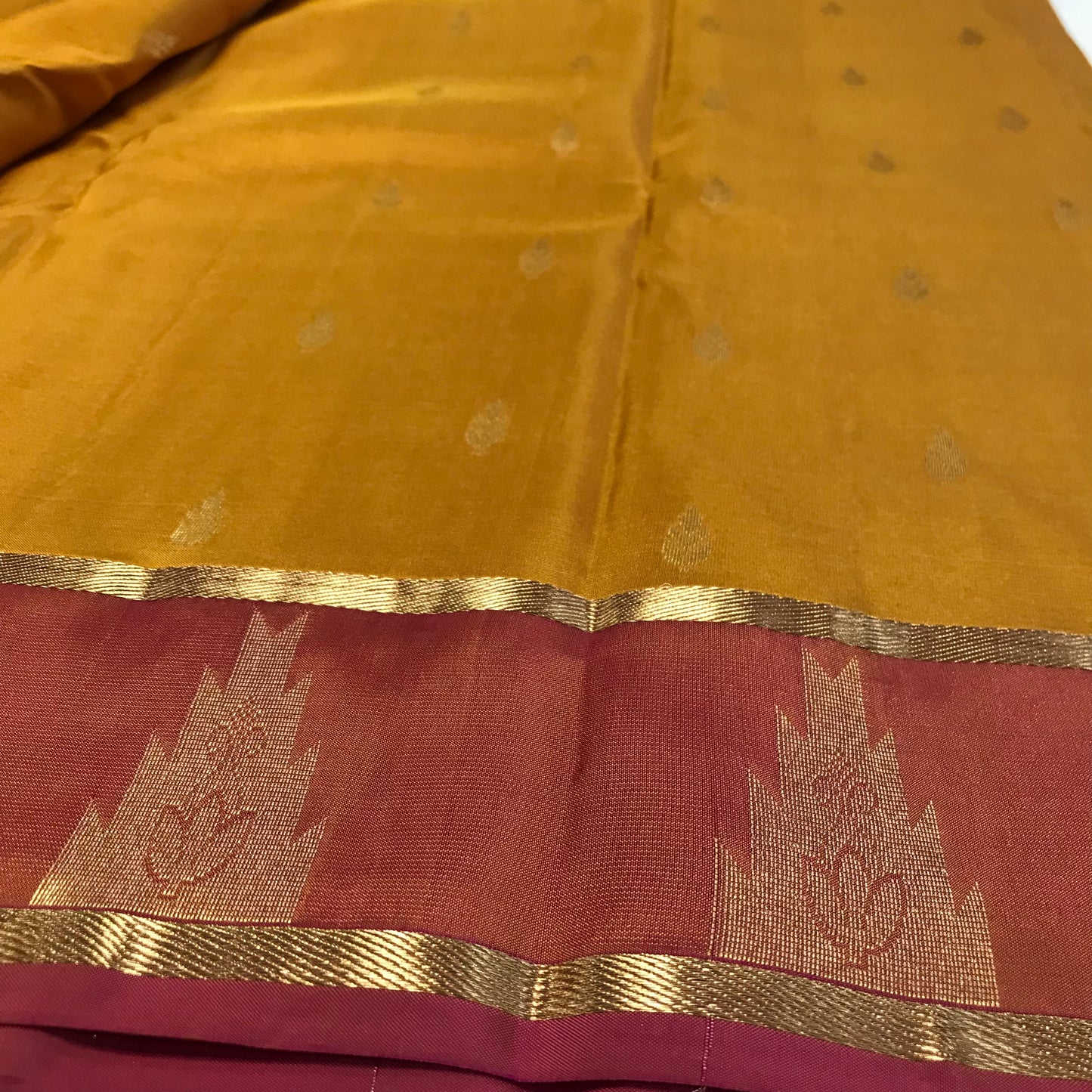 Mustard Kanchipuram pure silk saree